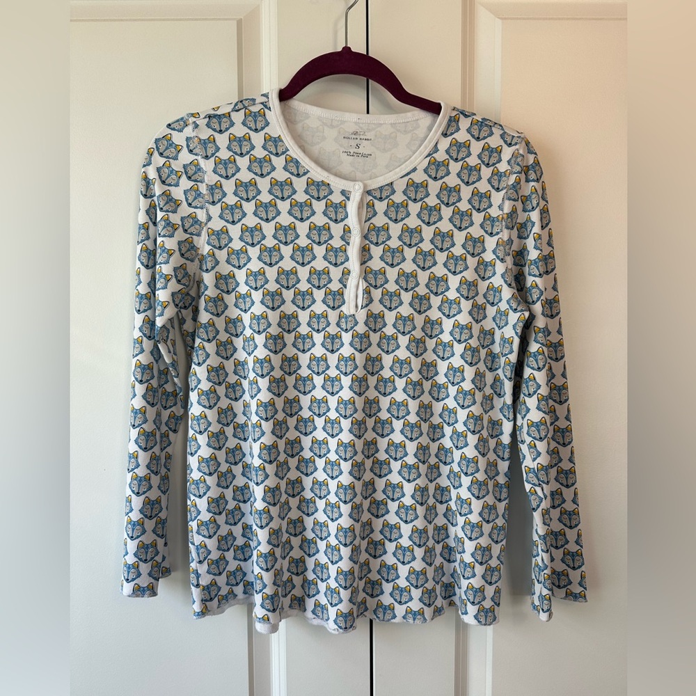 Roller Rabbit Women’s Fox Print Long Sleeve Pajama Top (Size S)